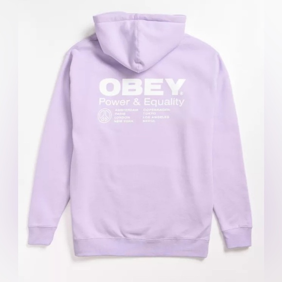 Obey Other - Obey Men's Light Purple Hoodie Pockets Relax Fit Casual Travel Soft Size Medium
